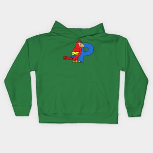 Letter P with Parrot Kids Hoodie